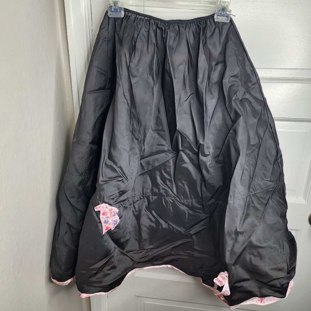 Vintage 50s Sock Hop Style Skirt Black Bows Large